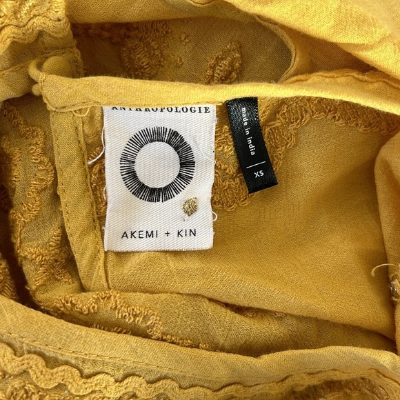 Anthropologie Akemi + Kin Embroidered Yellow Gold Tunic Dress Size XS - Picture 5 of 14